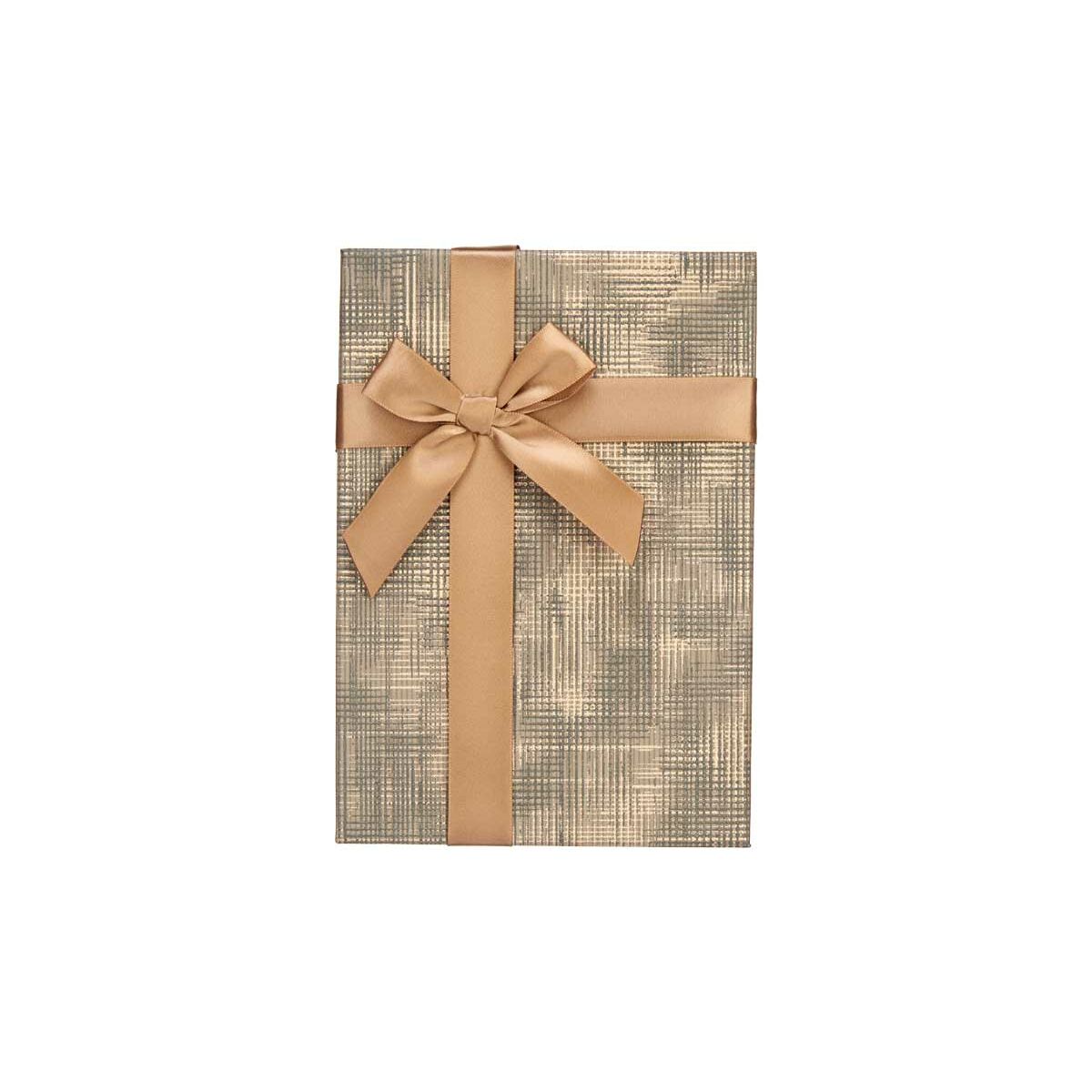 Set di Scatole Decorative Pincello Marrone Nero Cartone Righe Fiocco 3 Pezzi